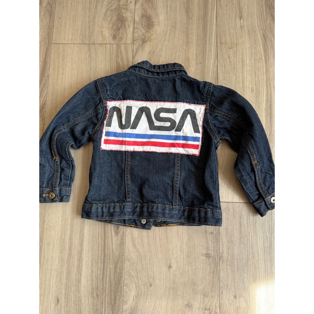 Wrangler NASA Denim Jacket Toddler Boys 3T Dark Wash Blue Jean Jacket‎ Custom - Picture 2 of 10